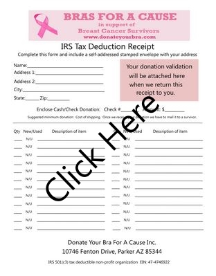 donation form for Donate Bra for a cause